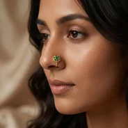 QDORA Gold Green Stone Round Nose Ring Cuff