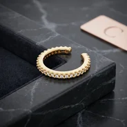 QDORA Gold Textured Crystal Ear Cuff