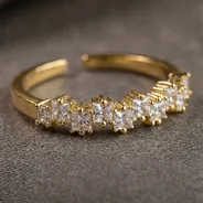 QDORA Gold Square Crystal Eternity Open Ring