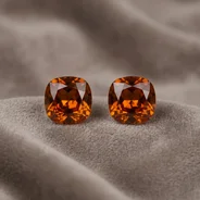 QDORA Amber Cushion Cut Solitaire Studs