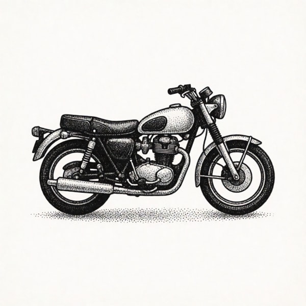 Stipple Vintage Motorcycle Icon 1