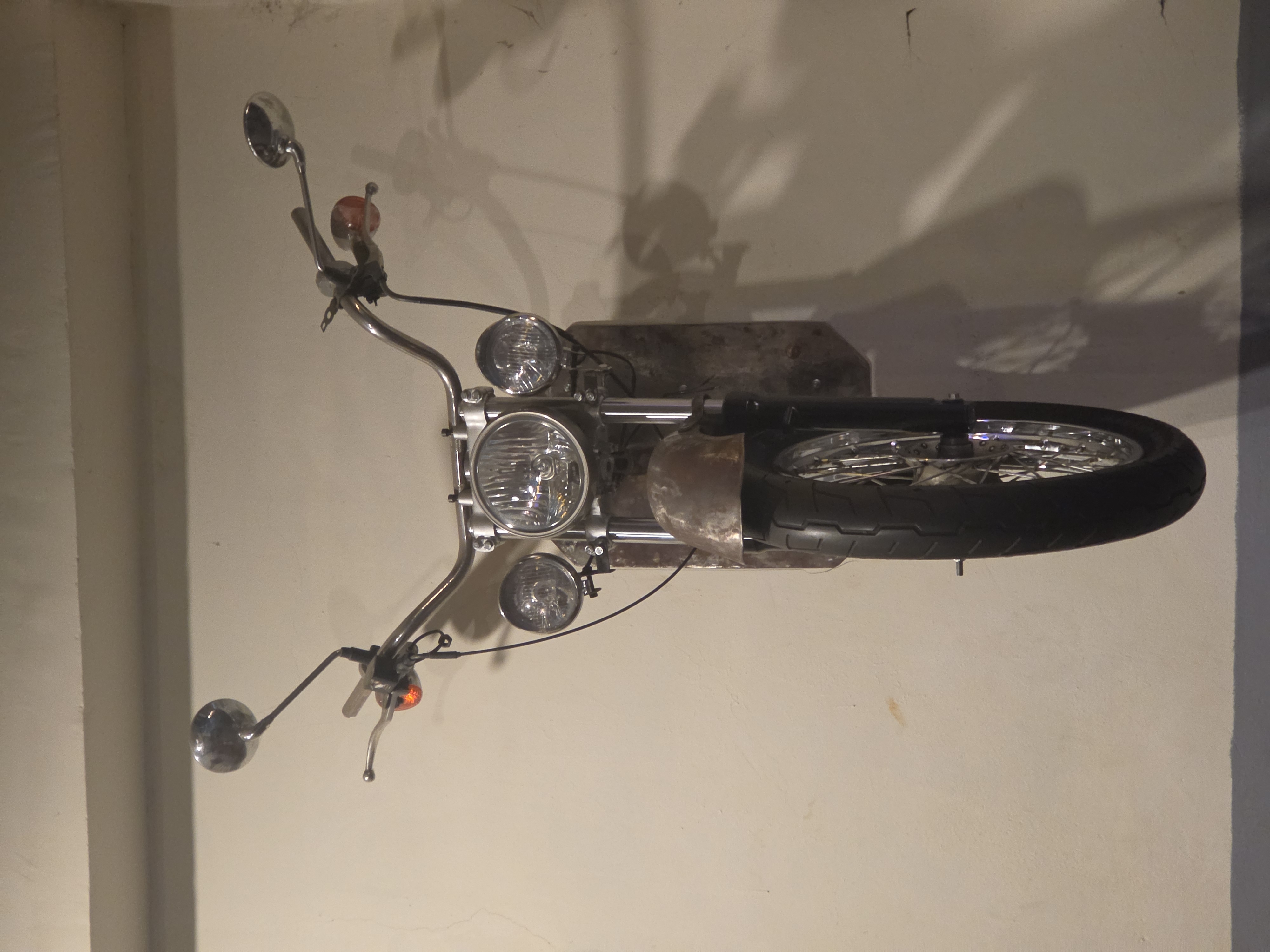 Mounted chopper motorcycle trophy inside Handle Bar