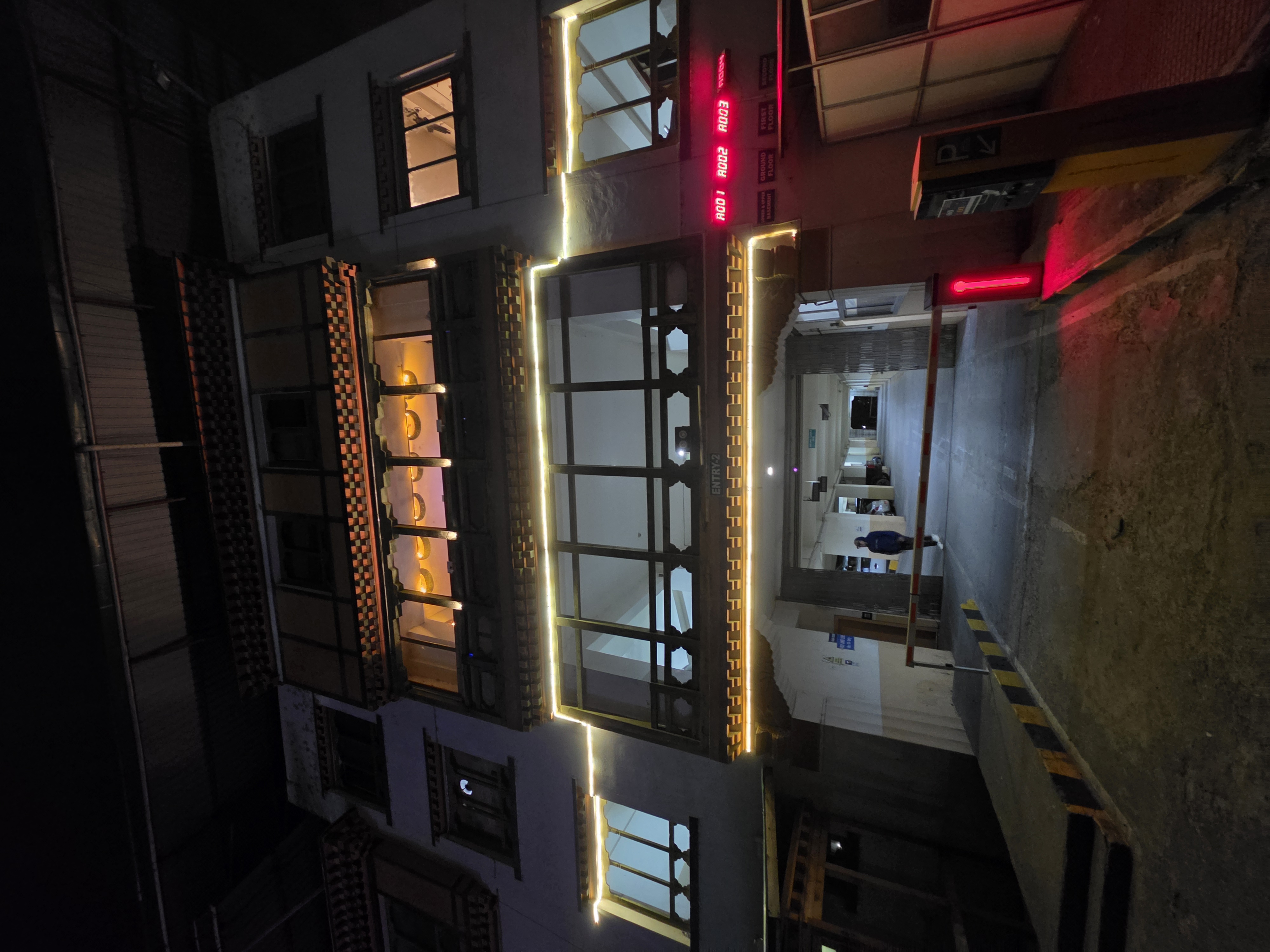 Multilevel Parking Ride-Up Entry Gate Night