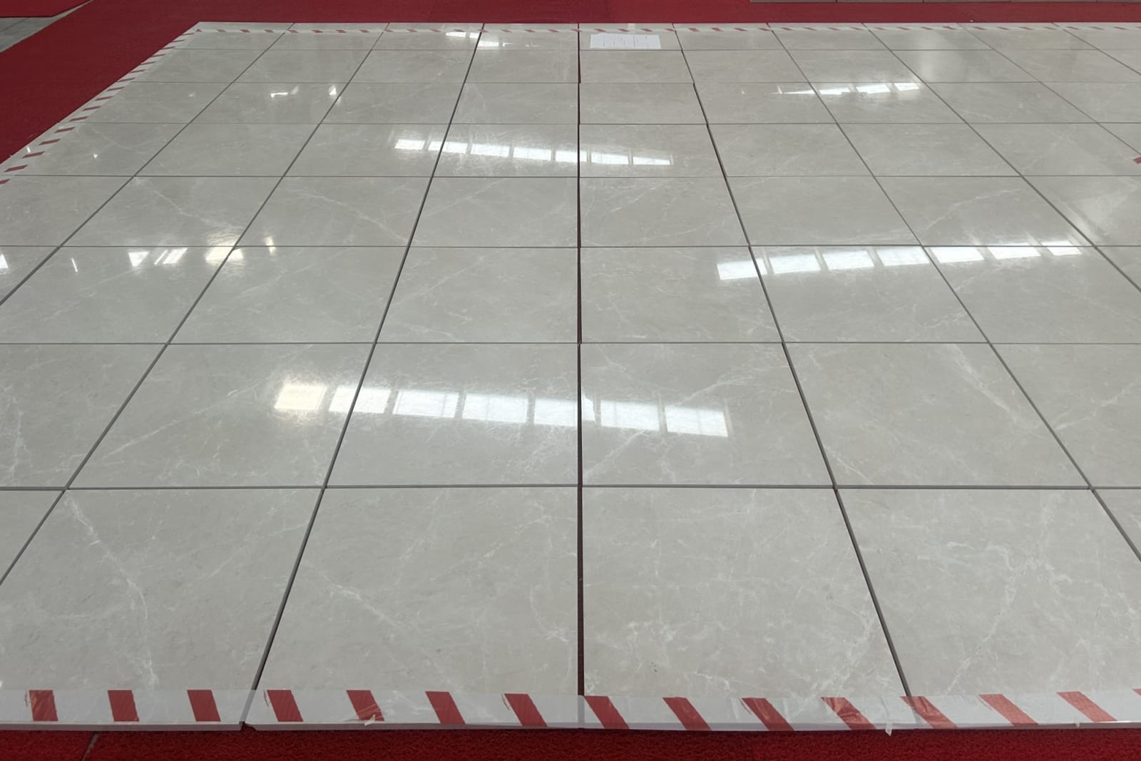 Overhead angle of a complete dry lay filling a warehouse bay