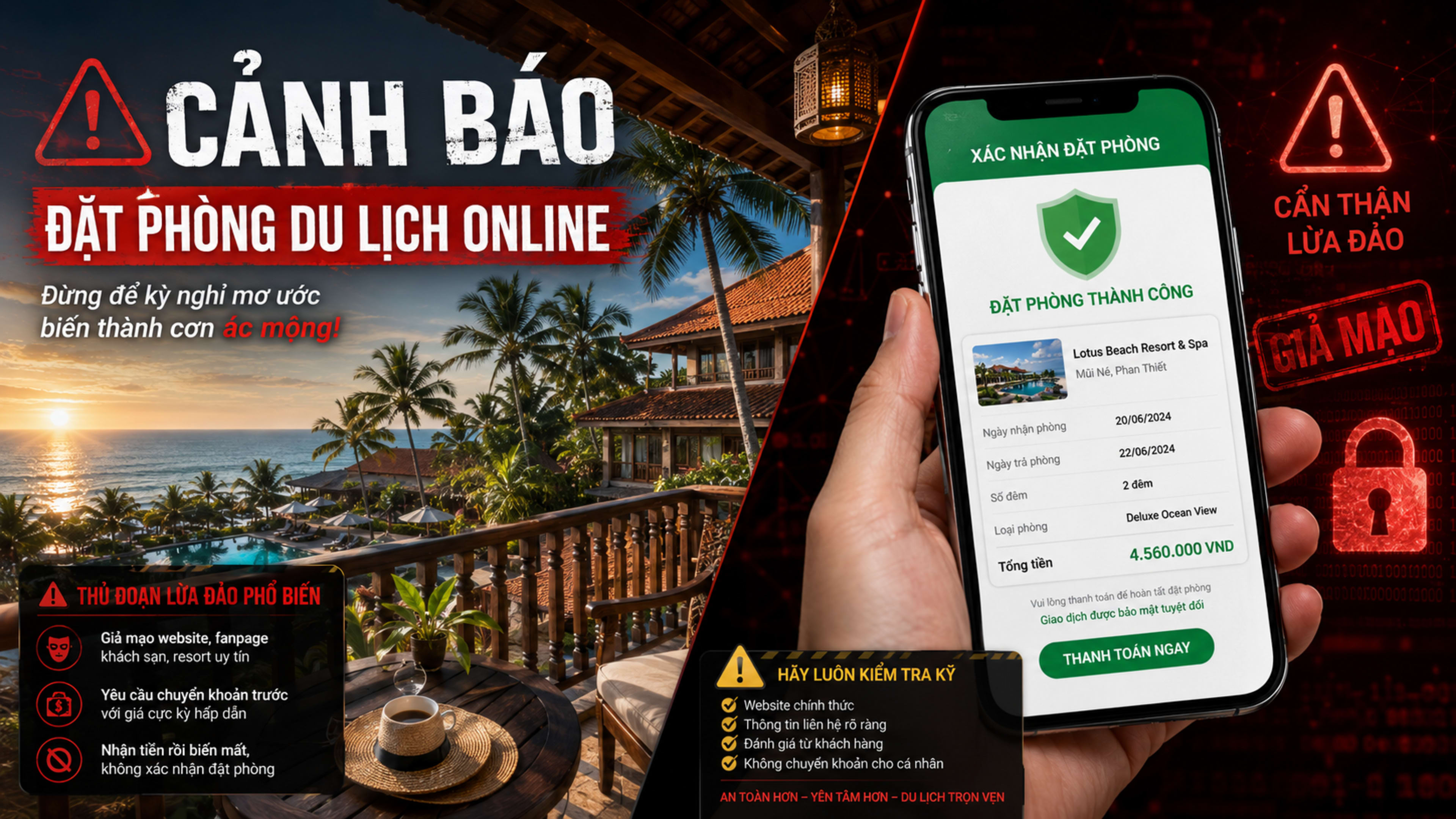 Cảnh Báo Chiêu Trò Mạo Danh Đặt Phòng Resort Aroma Beach Resort & Spa Mũi Né Và Lotus Village Mũi Né