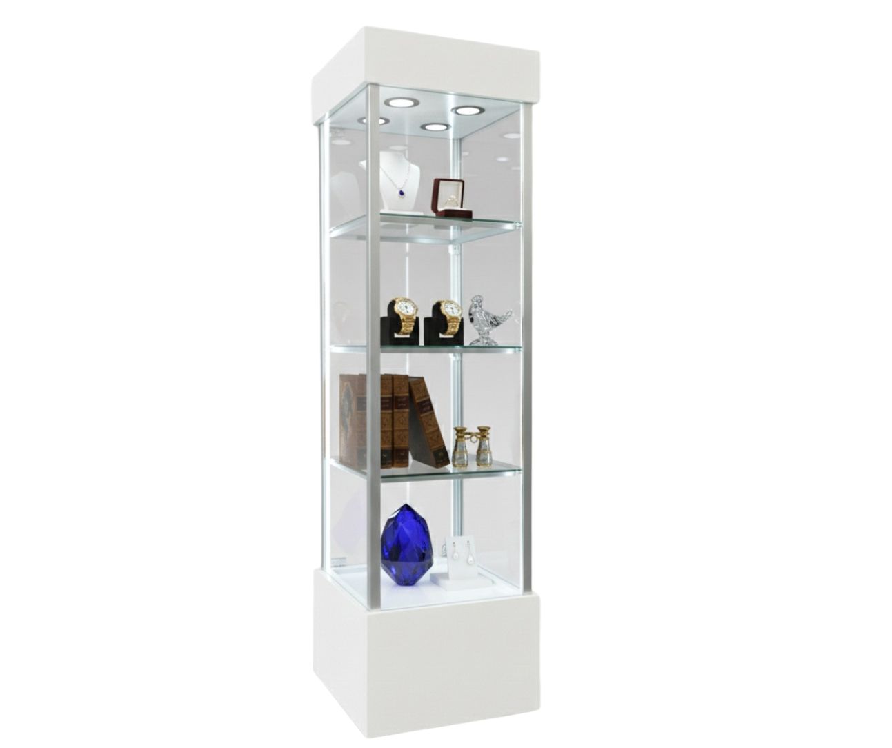 Glass Showcase Display Tower with LED lighting - view 3