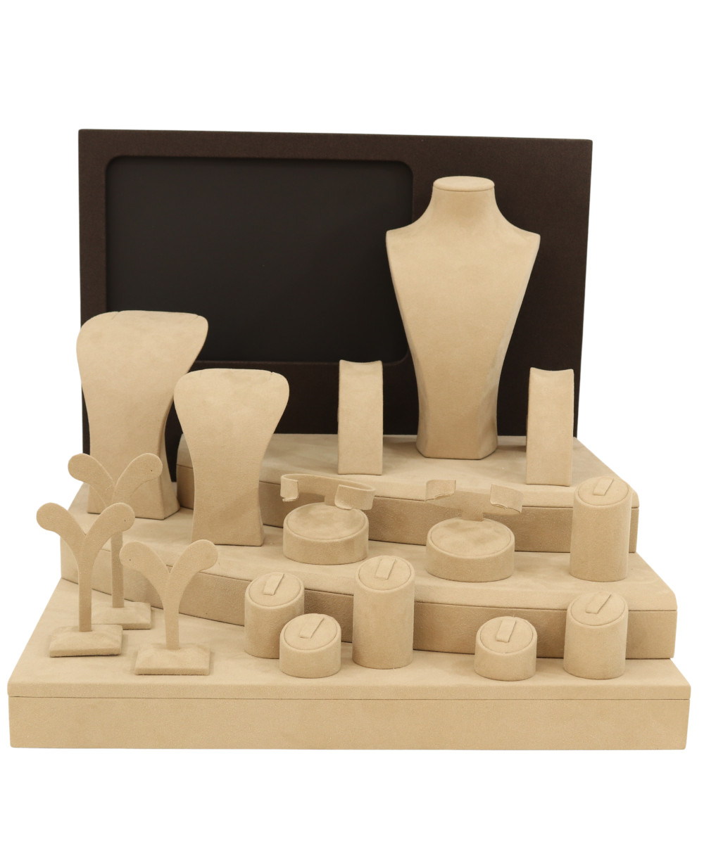 Тёмно-коричнево-кремовый — Классический комплект 14 предметов из искусственной кожи 2