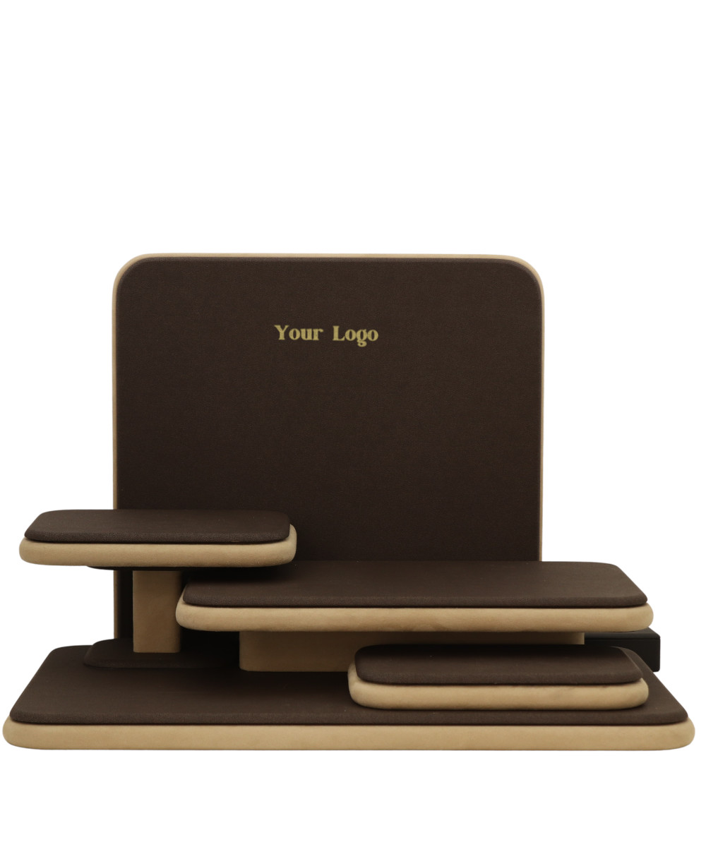 Dark brown and cream Multi-Earring 15-Piece Leatherette Jewelry Display Set 2