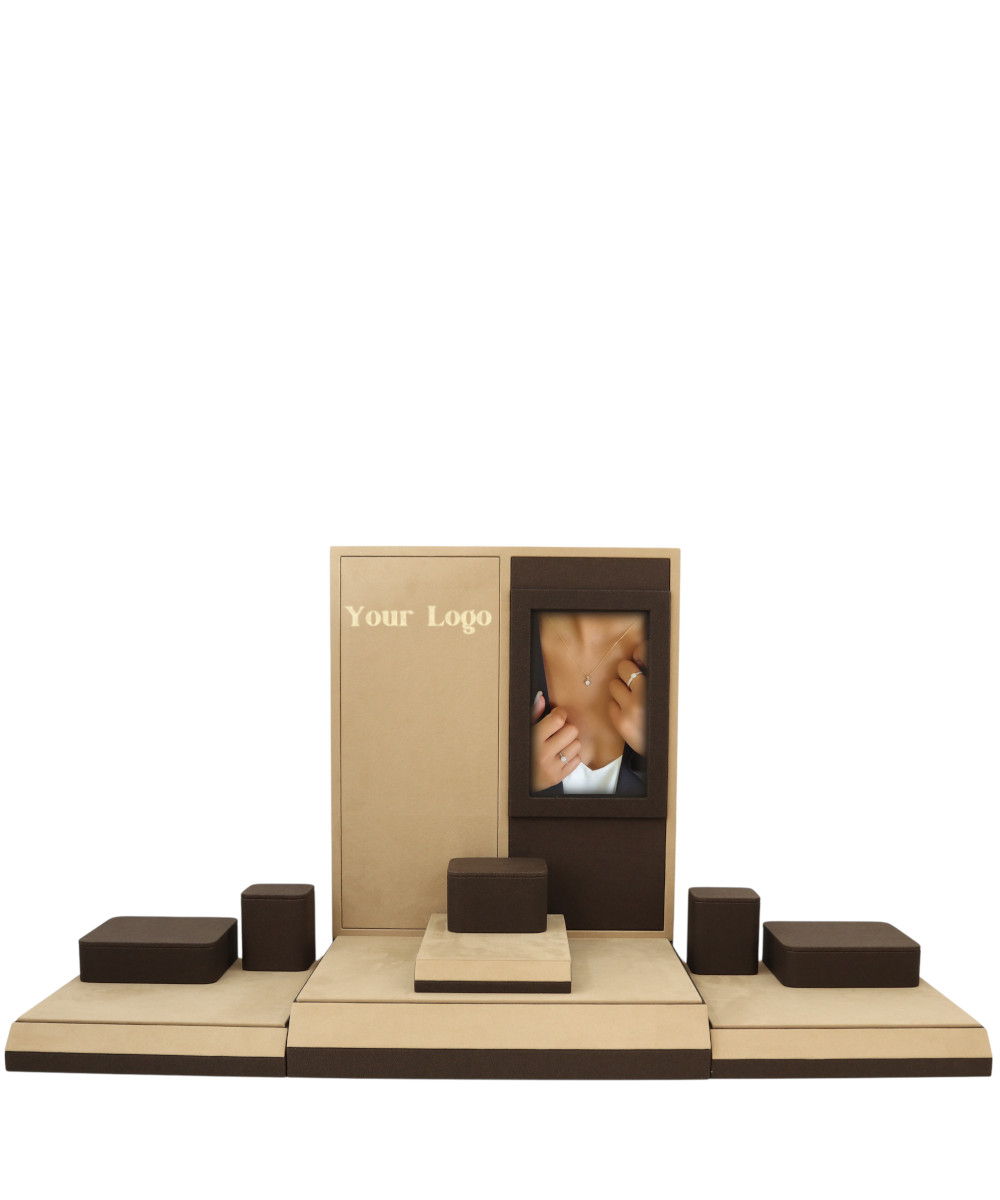 Коричнево-кремовый — Комплект для серёг 15 предметов из искусственной кожи 2