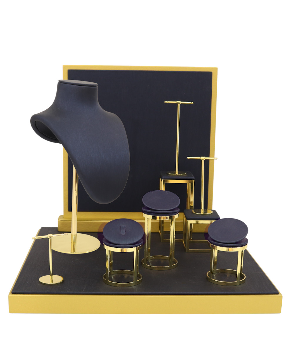 Black Classic 14-Piece Leatherette Jewelry Display Set