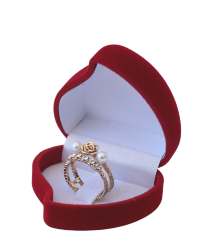 Velvet Heart-Shaped ring Box (48 pieces)