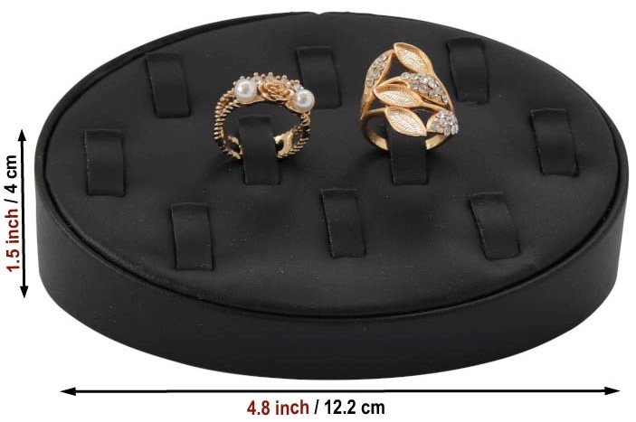 Black oval Jewelry ring display 10 rings 2