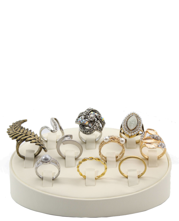 Black oval Jewelry ring display 10 rings 3