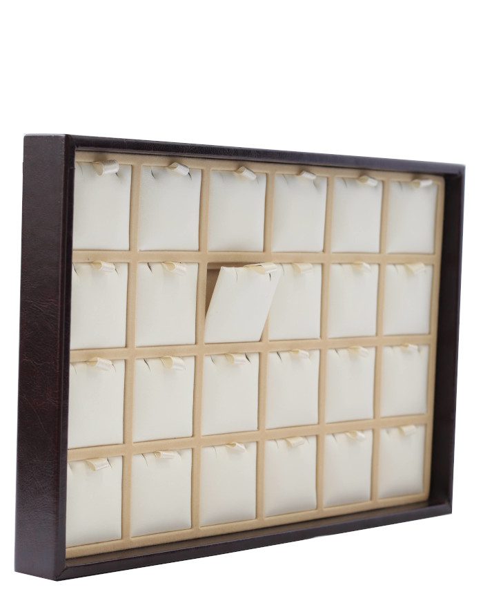 Black leatherette Jewelry tray for 24 Pendants or Earrings.