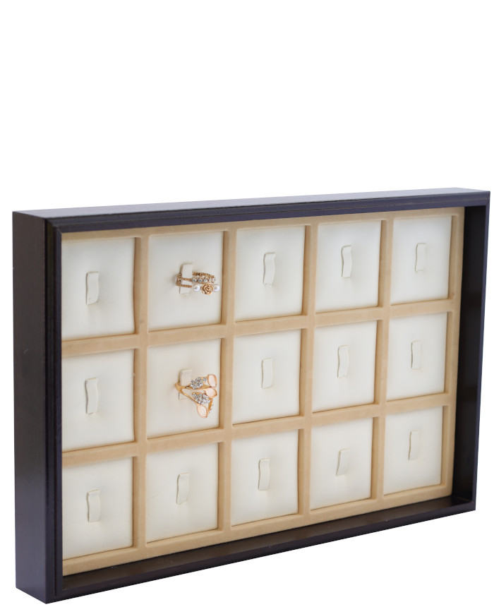 Black wooden Jewelry tray for 15 Rings