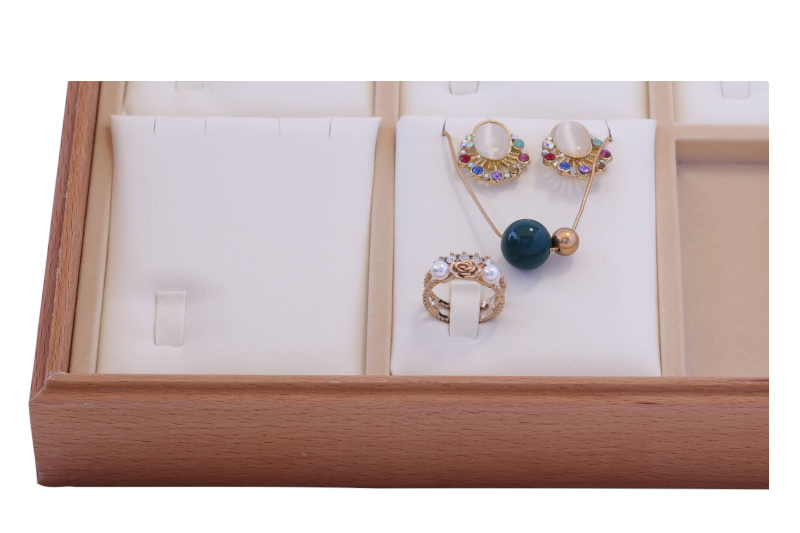 Белый деревянный поднос для ювелирных украшений на 8 комплектов 4