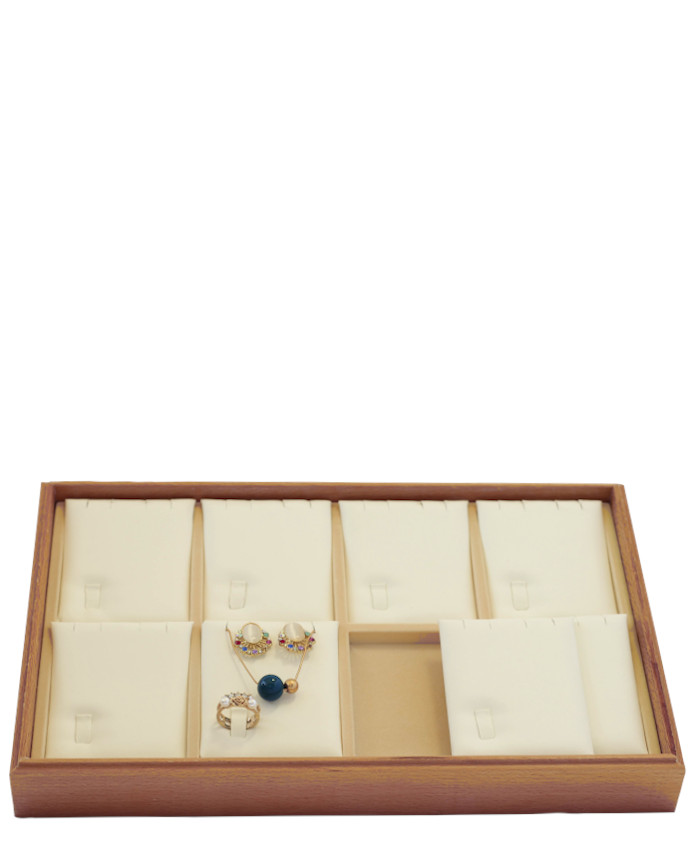 Cream Jewelry wooden tray for 8 sets