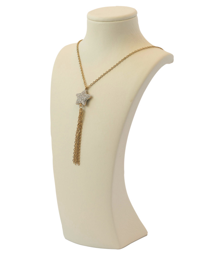 jewelry display stand cream leather necklace  (Melisa  H 13 inch)