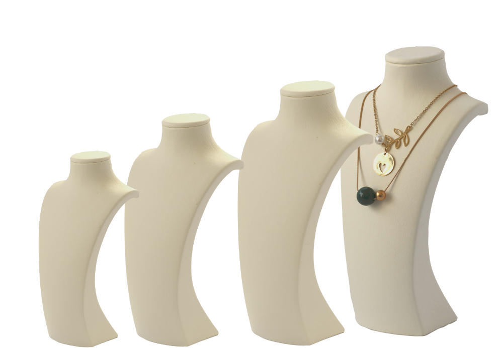 jewelry display stand cream leather necklace  (Melisa  H 13 inch) 7