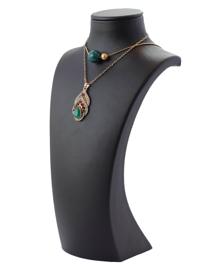 Melisa  jewelry display stand black leather necklace (H 10.2 inch)