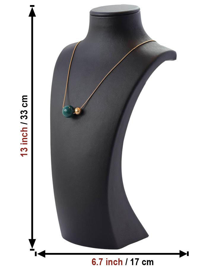 حامل عرض المجوهرات ميلسا - قلادة جلدية سوداء (ارتفاع 13 بوصة) 4