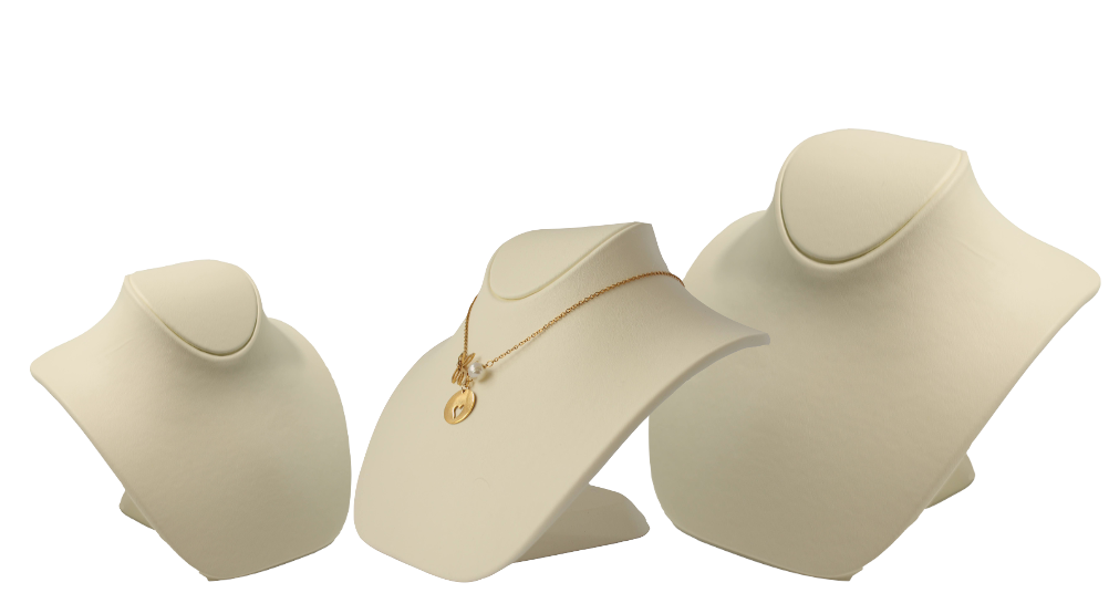 Mouse cream jewelry display bust leather necklace stand (H 3.1 inch)