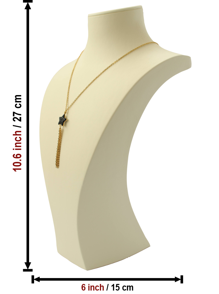 Манекен для демонстрации украшений: кремовая кожаная подставка для ожерелий (высота 10.6 дюйма) 3