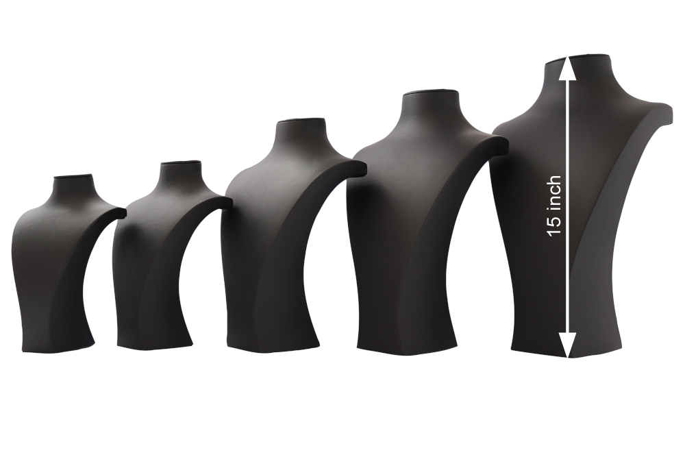 Черный кожаный манекен для демонстрации украшений, подставка для ожерелий (Termessos, высота 15 дюймов) 6