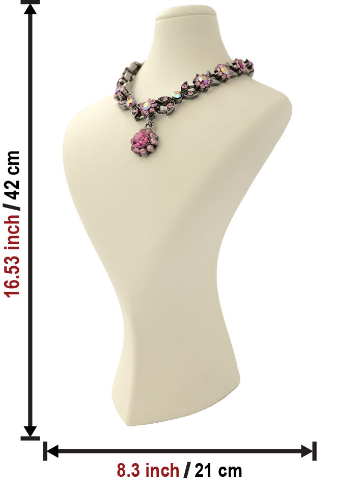 Копенгагенский кремовый манекен для демонстрации украшений: кожаная подставка для ожерелий (высота 16.53 дюйма) 2