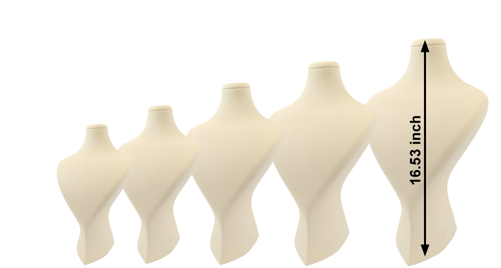 Копенгагенский кремовый манекен для демонстрации украшений: кожаная подставка для ожерелий (высота 16.53 дюйма) 4