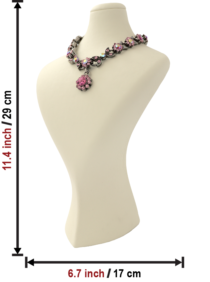 Копенгагенский кремовый манекен для демонстрации украшений: кожаная подставка для ожерелий (высота 11.4 дюйма) 2