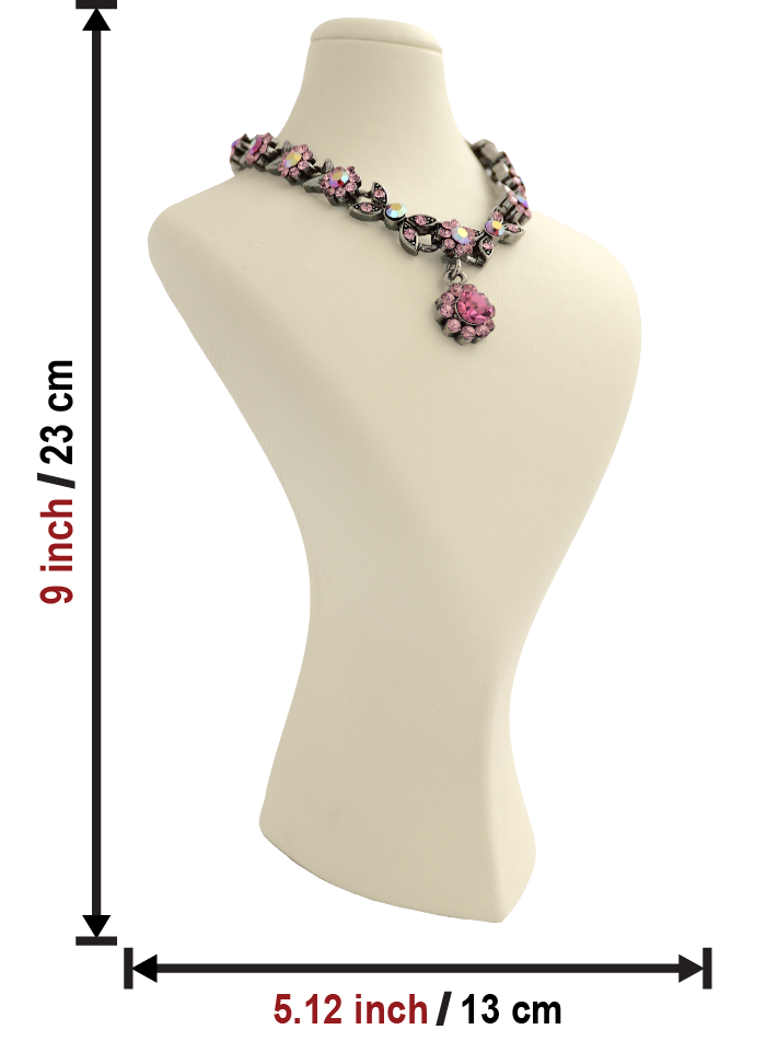 Копенгагенский кремовый манекен для демонстрации украшений: кожаная подставка для ожерелий (высота 9 дюймов) 2