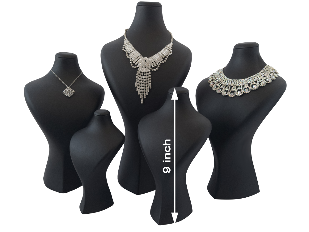 Copenhagen black jewelry display bust leather necklace stand (H 9 inch) 5
