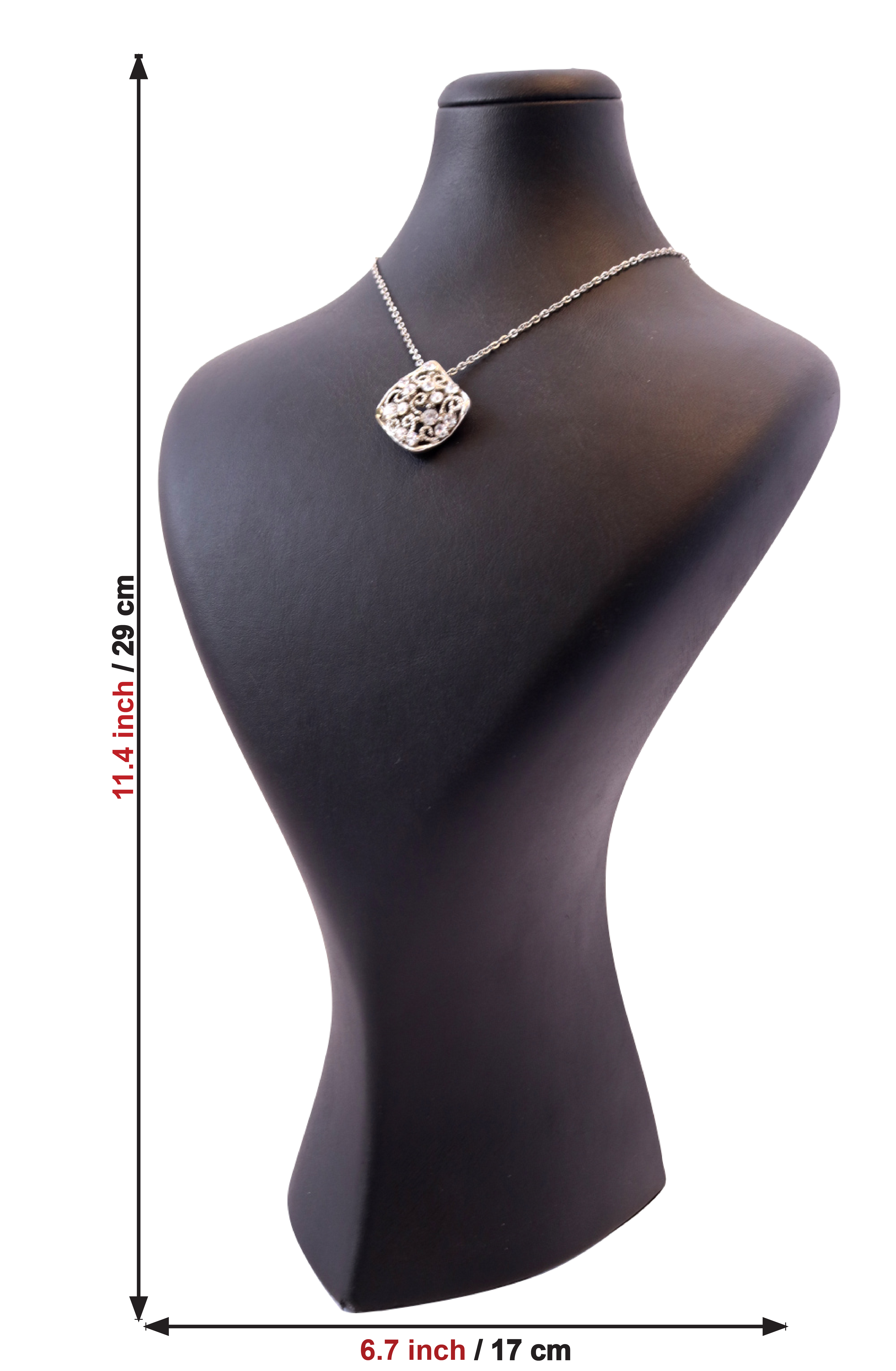 Копенгагенский черный манекен для демонстрации украшений: кожаная подставка для ожерелий (высота 11.4 дюйма) 2