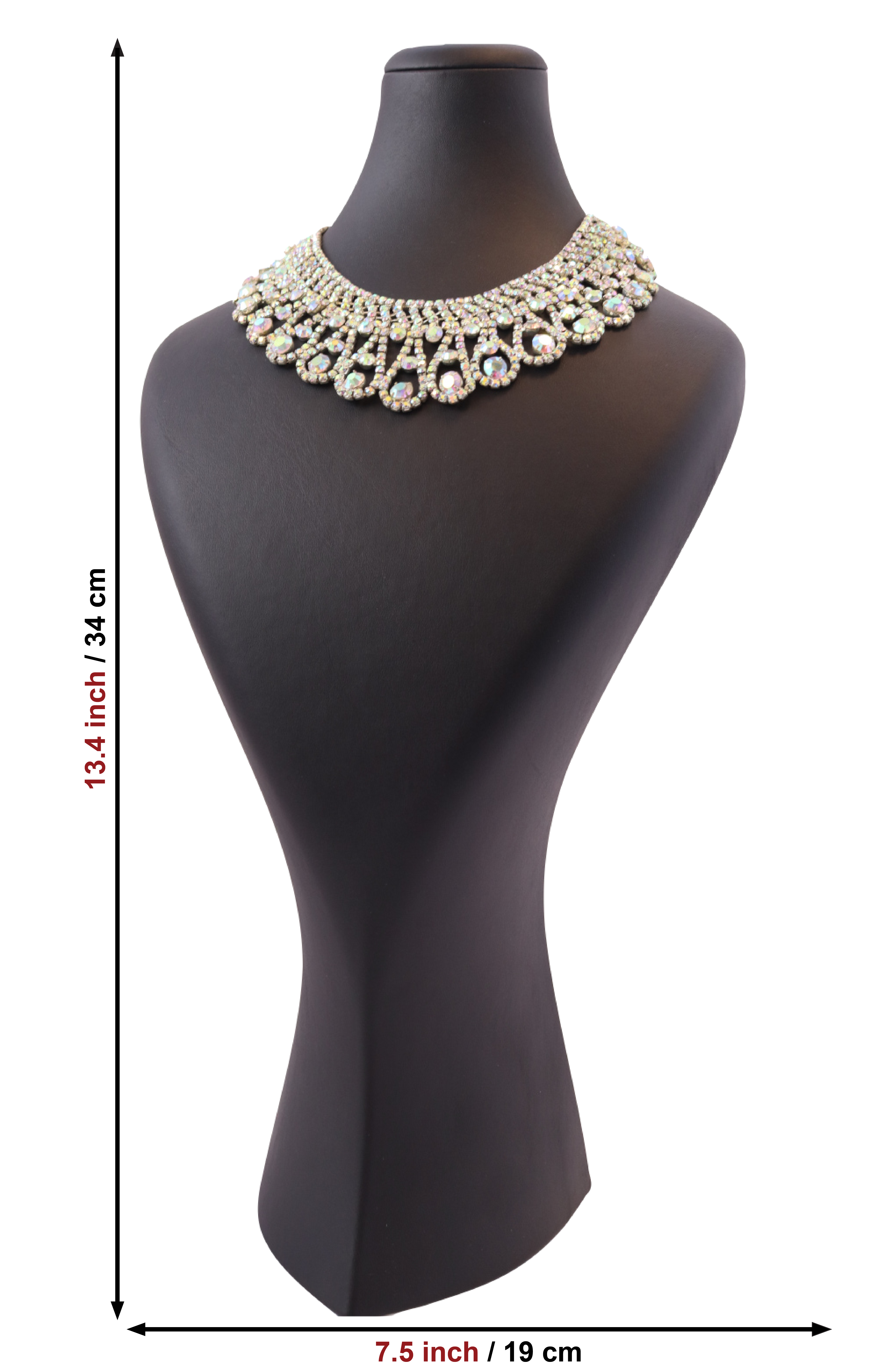 Копенгагенский черный манекен для демонстрации украшений: кожаная подставка для ожерелий (высота 13.4 дюйма) 2