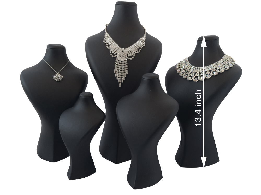 Copenhagen black jewelry display bust leather necklace stand (H 13.4 inch)
