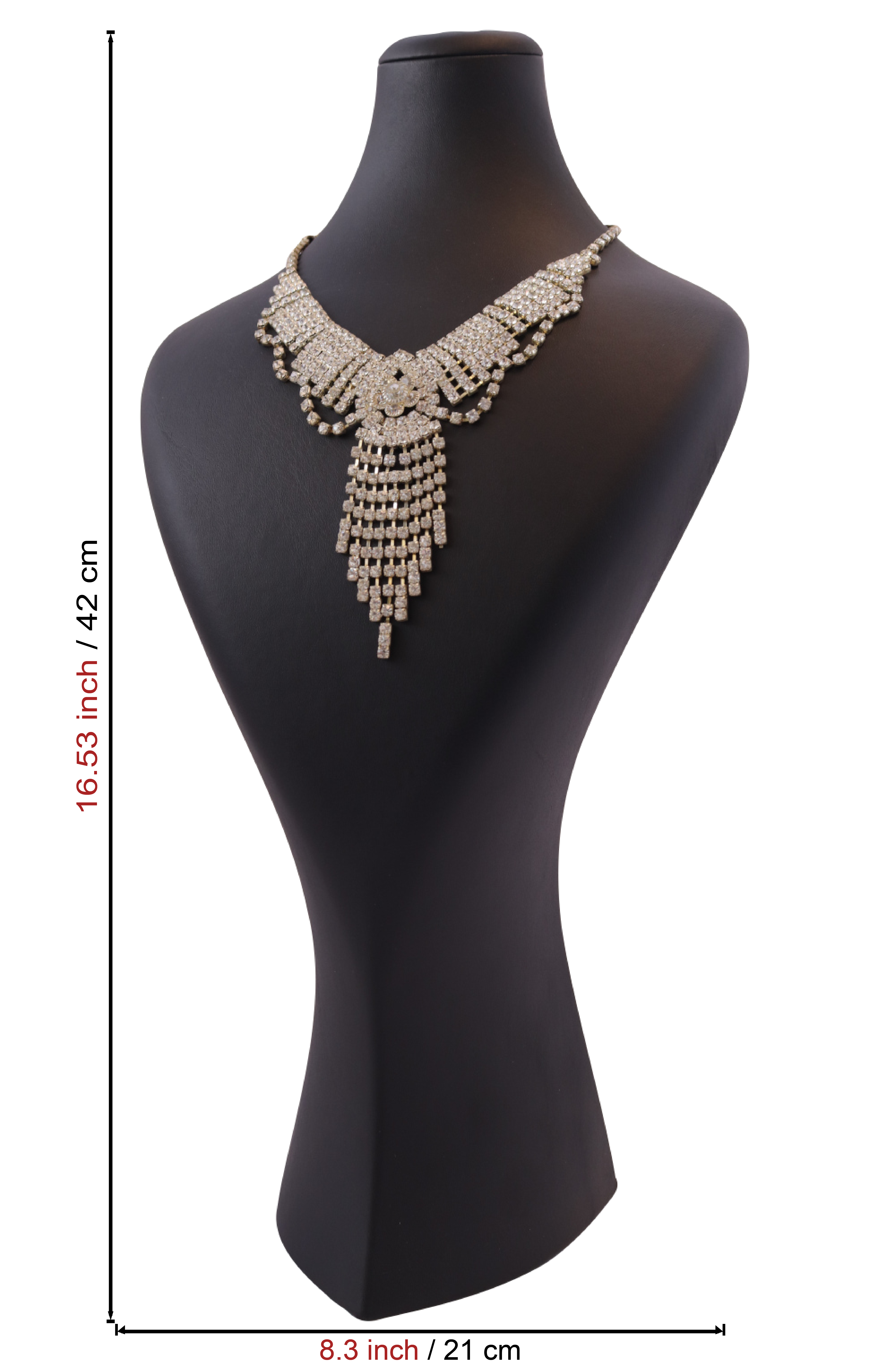 Копенгагенский черный манекен для демонстрации украшений: кожаная подставка для ожерелий (высота 16.53 дюйма) 2