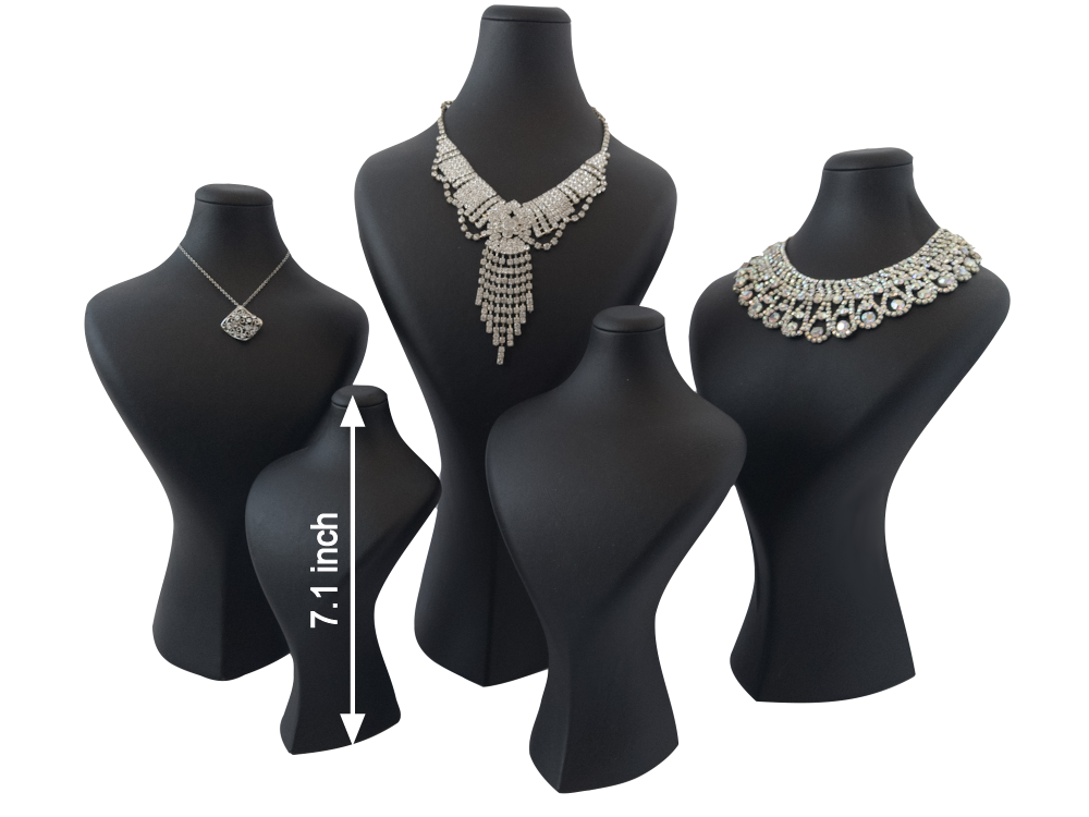 Copenhagen black jewelry display bust leather necklace stand (H 7.1 inch)