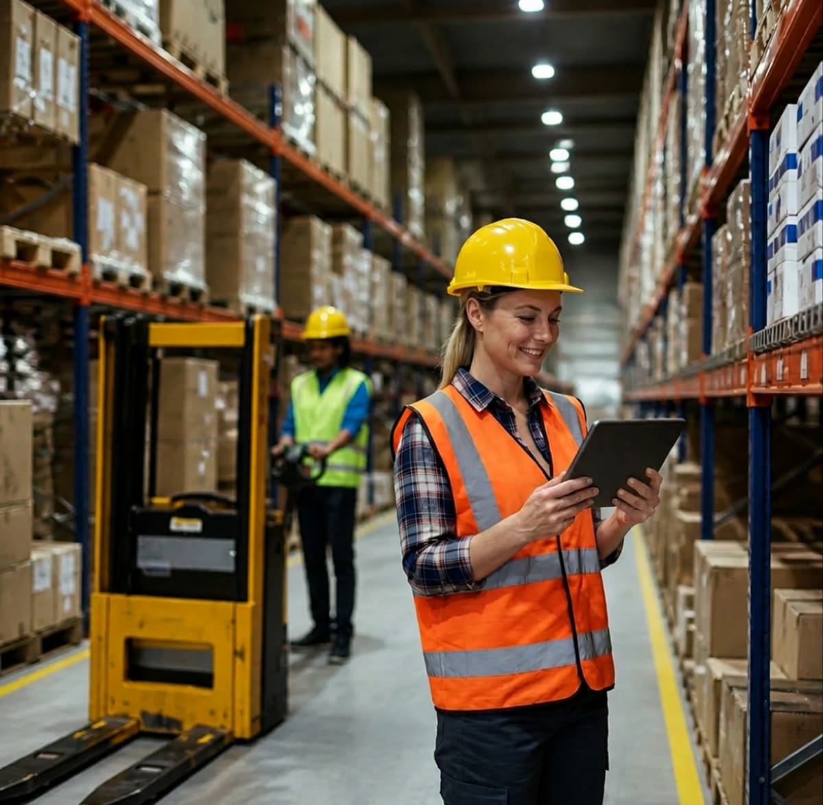 Pracownik magazynu podczas operacji logistycznych w Europie