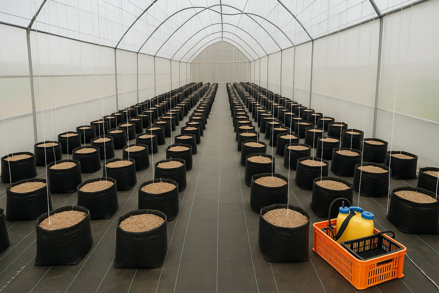 Solar-powered drip irrigation system in greenhouse