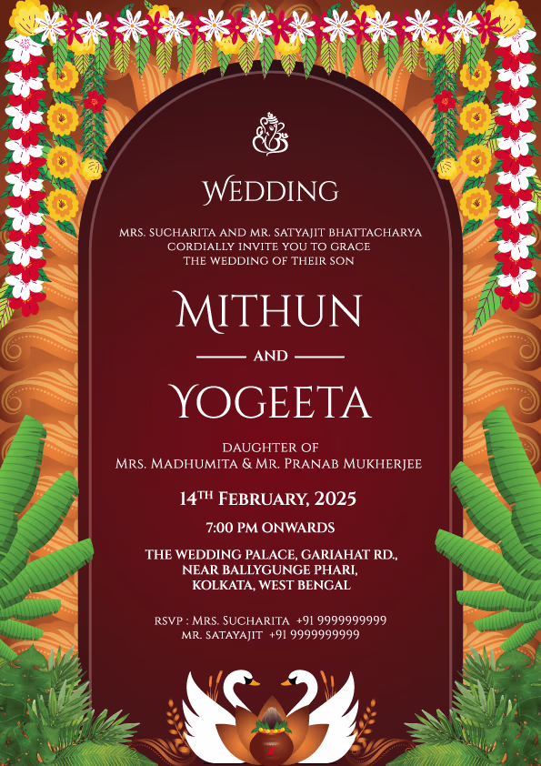Bengali Biyer Shaaj wedding invitation template