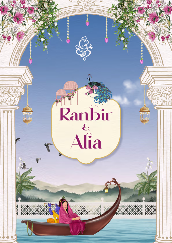 Radha Krishna 2 wedding invitation template