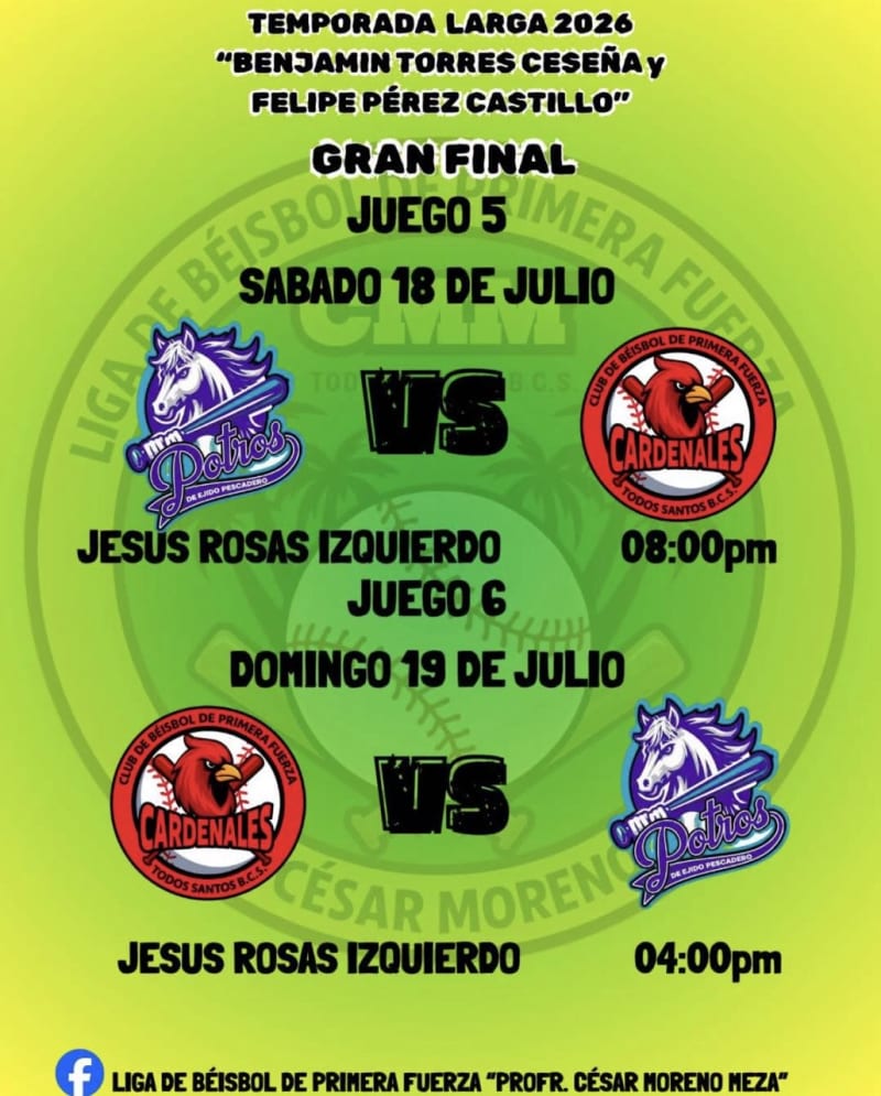 Gran Final – Juego 6: Cardenales de Todos Santos vs Potros de Ejido Pescadero