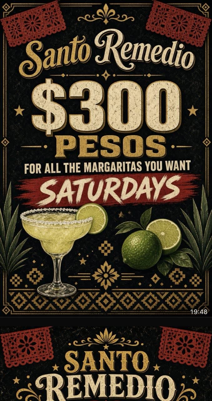 Saturday Margarita Special – $300 Pesos All You Want
