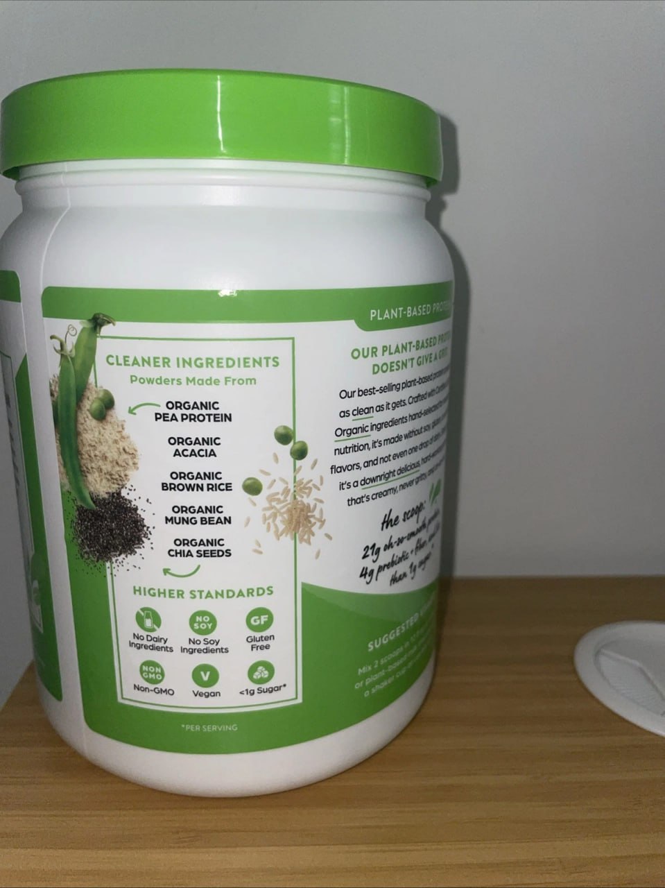 rgain Organic Protein Plant Based Vanilla Bean Protein Powder, 1.02lb -lot of 3