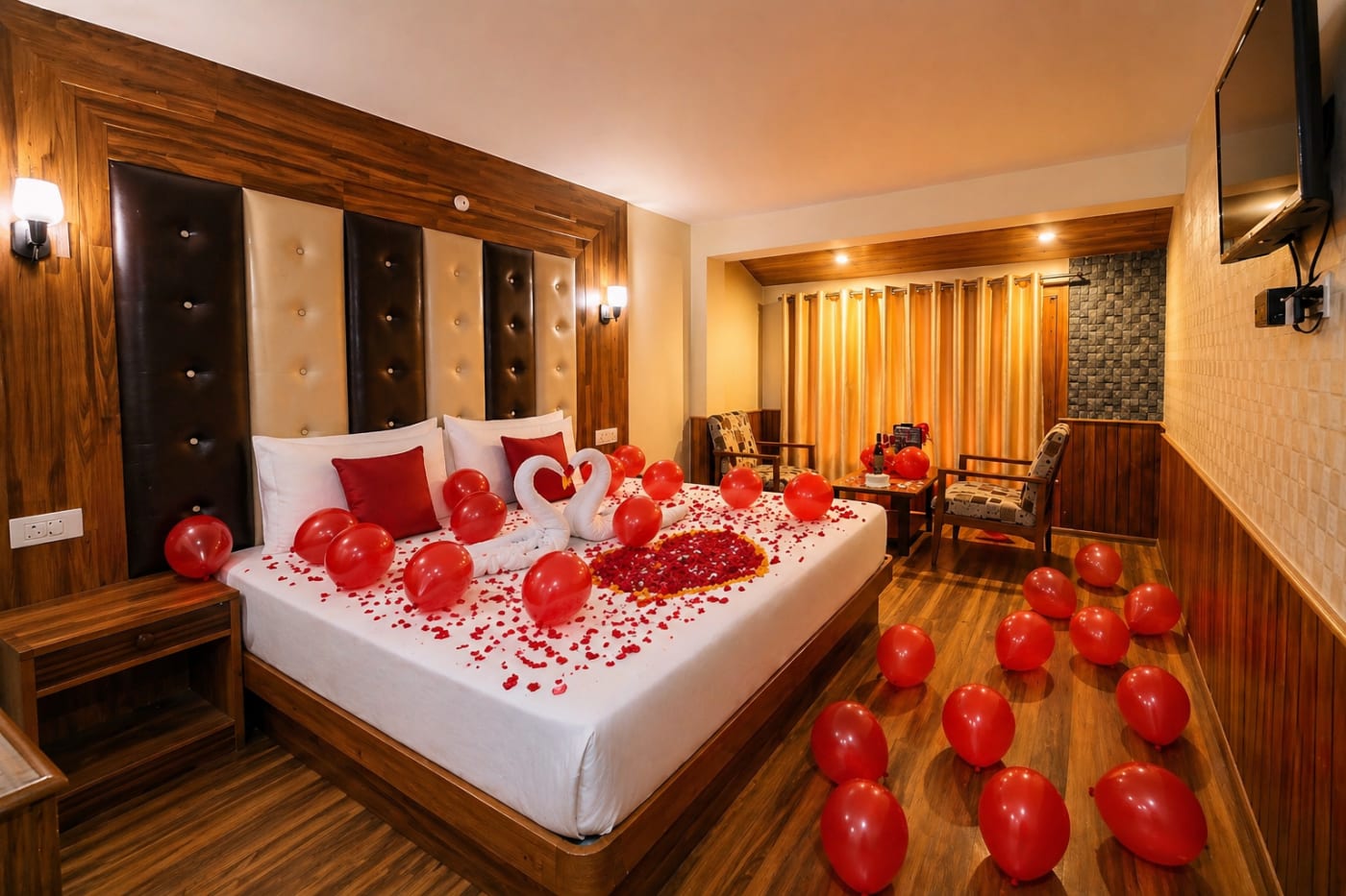 Candle light dinner for honeymooners in Manali hotel