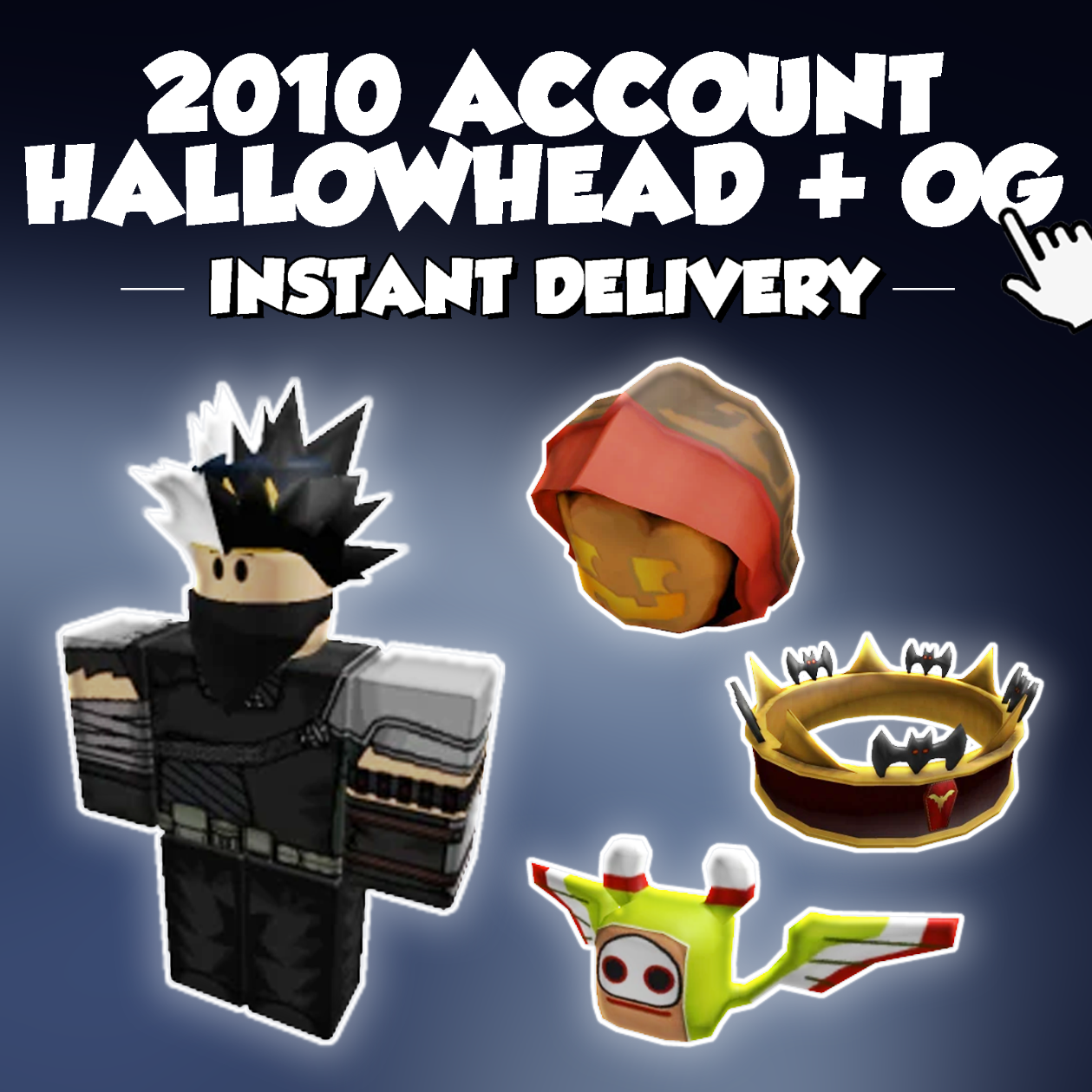 2010 Account | Hallowhead + Vampire Crown + MORE | 2K+ Robux Value | 28 Offsale / Limited