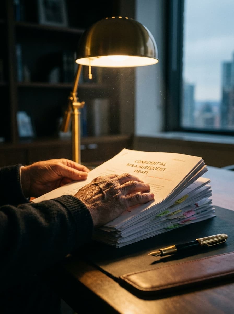 Partner reviewing legal contract