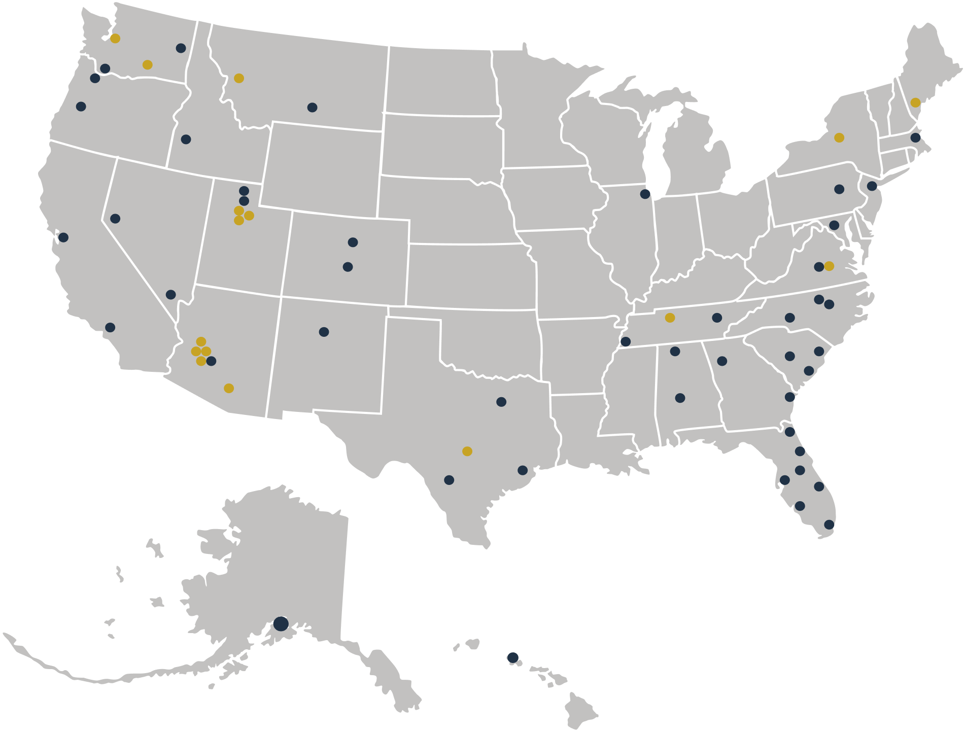 US map showing West77 Partners locations