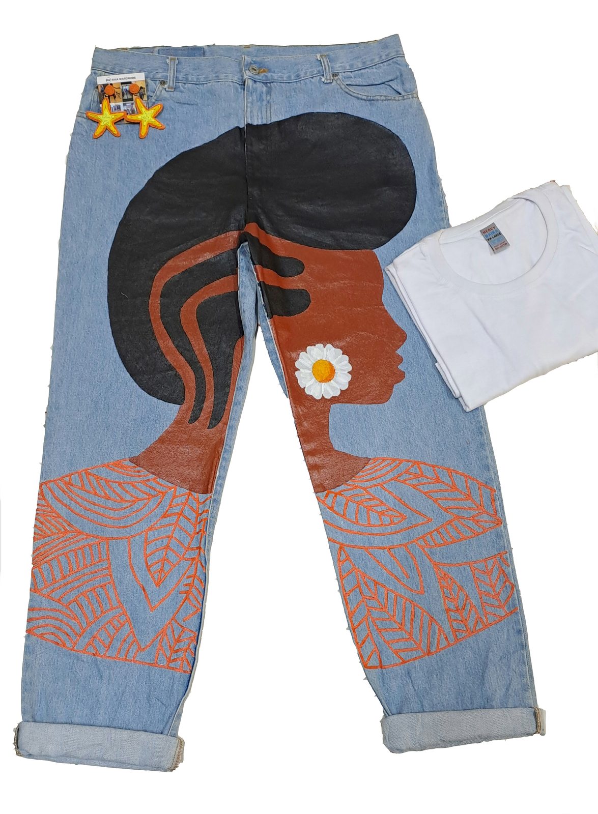 Afro lady with Orange pattern dress